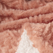 Load image into Gallery viewer, DaDa Bedding Coral Peach Rose Faux Fur Throw Blanket - Dreamy Geometric Embossed Sherpa Backside - Super Soft Warm Cozy Plush Fluffy
