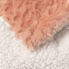 Load image into Gallery viewer, DaDa Bedding Coral Peach Rose Faux Fur Throw Blanket - Dreamy Geometric Embossed Sherpa Backside - Super Soft Warm Cozy Plush Fluffy