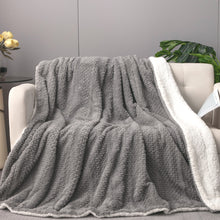 Load image into Gallery viewer, Tache Dark Grey Faux Fur Throw Blanket Bubble Textured Striped Embossed (#11)
