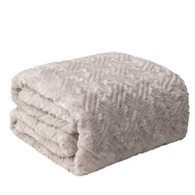 Load image into Gallery viewer, DaDalogy Bedding Lavender Grey Faux Fur Throw Blanket - Dreamy Geometric Embossed Sherpa Backside - Super Soft Warm Cozy Plush Fluffy