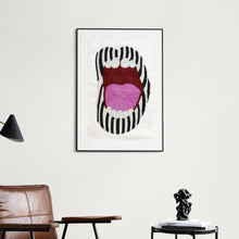 Load image into Gallery viewer, Black White Stripes Lipstick Wall Art