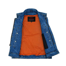 Load image into Gallery viewer, Men's Snap Front Blue Denim Motorcycle Vest