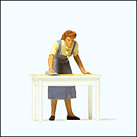 Load image into Gallery viewer, Preiser 28134 HO Scale Individual Figure -- Housewife Cleaning the Table