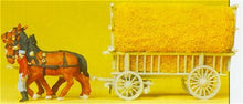 Load image into Gallery viewer, Preiser 30477 HO Scale Horse-Drawn Wagon -- Hay Wagon w/Driver &amp; Load