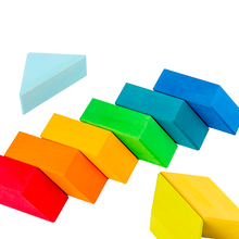 Load image into Gallery viewer, 36 Pcs STAINED Large Rainbow Square Indian Puzzle Blocks with Storage Tray