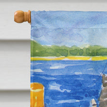 Load image into Gallery viewer, Black and White Cat  No Fishing Flag Canvas House Size