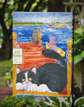 Load image into Gallery viewer, Black and White Cat  No Fishing Garden Flag – Decorative Outdoor Yard Flag