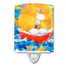 Load image into Gallery viewer, Big Orange Tabby Fishing Ceramic Night Light 6014CNL