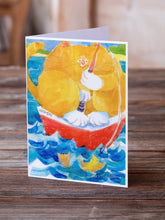 Load image into Gallery viewer, Big Orange Tabby Fishing Greeting Cards -  Blank Note Cards – 8-Pack of Artist-Designed Cards with Envelopes