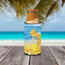 Load image into Gallery viewer, Little Girl at the beach Slim Can Hugger – Fun &amp; Functional Drink Coolers 6016MUK