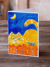 Load image into Gallery viewer, Big orange Tabby cat on the fence Greeting Cards -  Blank Note Cards – 8-Pack of Artist-Designed Cards with Envelopes