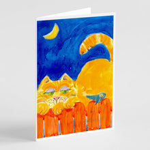 Load image into Gallery viewer, Big orange Tabby cat on the fence Greeting Cards -  Blank Note Cards – 8-Pack of Artist-Designed Cards with Envelopes