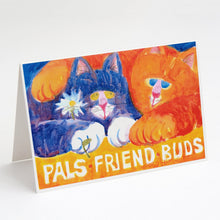 Load image into Gallery viewer, Cats Pals Friends Buds Greeting Cards -  Blank Note Cards – 8-Pack of Artist-Designed Cards with Envelopes