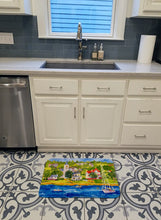 Load image into Gallery viewer, Harbour Scene with Sailboat Machine Washable Memory Foam Mat 6031RUG