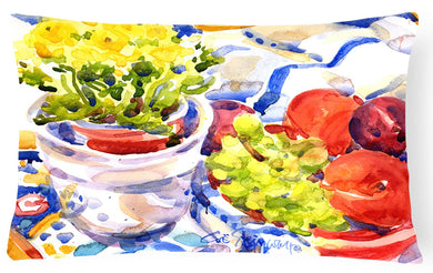 Apples, Plums and Grapes with Flowers  Decorative   Canvas Fabric Pillow