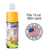 Load image into Gallery viewer, White Cottage at the beach Slim Can Hugger – Fun &amp; Functional Drink Coolers 6040MUK