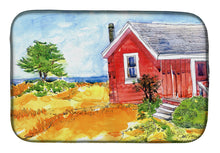 Load image into Gallery viewer, Old Red Cottage House at the lake or Beach Dish Drying Mat – Absorbent, Artistic Kitchen Essentials 6041DDM