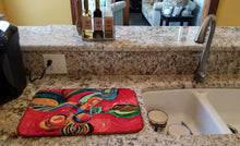 Load image into Gallery viewer, Red Flowers and berries Dish Drying Mat – Absorbent, Artistic Kitchen Essentials 6043DDM