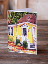 Load image into Gallery viewer, Yellow Cottage at the Beach Greeting Cards -  Blank Note Cards – 8-Pack of Artist-Designed Cards with Envelopes