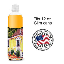 Load image into Gallery viewer, Yellow Cottage at the Beach Slim Can Hugger – Fun &amp; Functional Drink Coolers 6045MUK