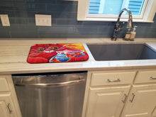 Load image into Gallery viewer, Big Red Cat at the fishbowl Dish Drying Mat – Absorbent, Artistic Kitchen Essentials 6048DDM