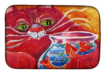 Load image into Gallery viewer, Big Red Cat at the fishbowl Dish Drying Mat – Absorbent, Artistic Kitchen Essentials 6048DDM