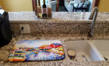 Load image into Gallery viewer, Boats at Harbour with a view Dish Drying Mat – Absorbent, Artistic Kitchen Essentials 6059DDM
