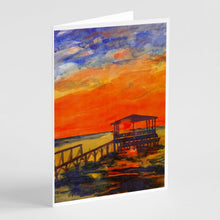 Load image into Gallery viewer, Sunset at the Dock Greeting Cards -  Blank Note Cards – 8-Pack of Artist-Designed Cards with Envelopes