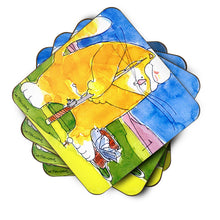 Load image into Gallery viewer, Big Cat golfing with a fishing pole  Coasters - Set of 4 Lightweight Foam, Absorbent Drink Coasters