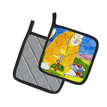 Load image into Gallery viewer, Big Cat golfing with a fishing pole  Pot Holders - Set of 2 Decorative Kitchen Helpers | Made in the USA 6105PTHD