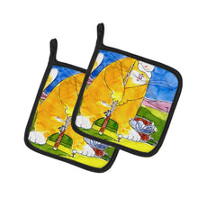 Load image into Gallery viewer, Big Cat golfing with a fishing pole  Pot Holders - Set of 2 Decorative Kitchen Helpers | Made in the USA 6105PTHD