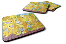 Load image into Gallery viewer, Orange Tabby Fishing Cats Coasters - Set of 4 Lightweight Foam, Absorbent Drink Coasters