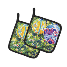 Load image into Gallery viewer, Christmas Tree Yellow and Purple Ornaments Pot Holders - Set of 2 Decorative Kitchen Helpers | Made in the USA 6120PTHD