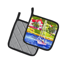 Load image into Gallery viewer, Sailboat on the lake Pot Holders - Set of 2 Decorative Kitchen Helpers | Made in the USA 6129PTHD