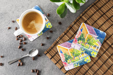 Load image into Gallery viewer, Houses Coasters - Set of 4 Lightweight Foam, Absorbent Drink Coasters