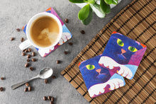 Load image into Gallery viewer, Big Blue Cat Coasters - Set of 4 Lightweight Foam, Absorbent Drink Coasters