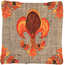 Load image into Gallery viewer, Thanksgiving Turkey Fleur de lis Decorative   Canvas Fabric Pillow