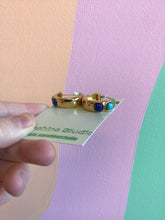 Load image into Gallery viewer, Titanium &amp; Turquoise Hoops