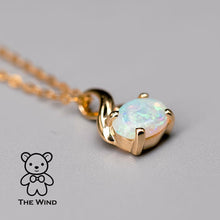 Load image into Gallery viewer, Minimalist Oval Shaped Australian Solid Opal 14K Yellow Gold Necklace