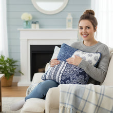 Load image into Gallery viewer, DaDa Bedding Set of 2-Pieces Bohemian Denim Blue Elegance Throw Pillow Covers - 18” x 18&quot; (JHW660)