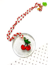 Load image into Gallery viewer, Retro Cherry Beaded Necklace by Rosie Rose Parker