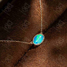 Load image into Gallery viewer, Minimalist Oval Shaped Australian Opal Necklace 18K Yellow Gold