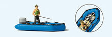 Load image into Gallery viewer, Preiser 10687 HO Scale Dinghy w/Fisherman/Angler -- Blue