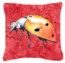 Load image into Gallery viewer, Lady Bug on Red   Canvas Throw Pillow - 14x14 Decorative Pillow – Art for Your Home &amp; Patio