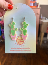 Load image into Gallery viewer, Cactus in plant Pot acrylic earrings