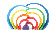 Load image into Gallery viewer, **Pre-order (Ships in 2-3 Weeks)**10 Pcs STAINED Wooden Rainbow Stacking Puzzle Blocks in Sunset Color