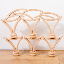 Load image into Gallery viewer, **Pre-order (Ships in 2-3 Weeks)**28 Pcs Mini Curved Natural Wooden Building Blocks with Storage Tray