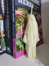 Load image into Gallery viewer, Ghost Handmade Candle , Palm wax Candle , Halloween Candle , white Ghost candle: Purple