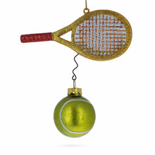 Load image into Gallery viewer, Tennis Racket and Ball Glass Christmas Ornament