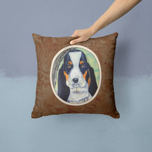 Load image into Gallery viewer, Basset Hound on the branch Throw Pillow - 14x14 Decorative Pillow – Art for Your Home &amp; Patio 7002PW1414